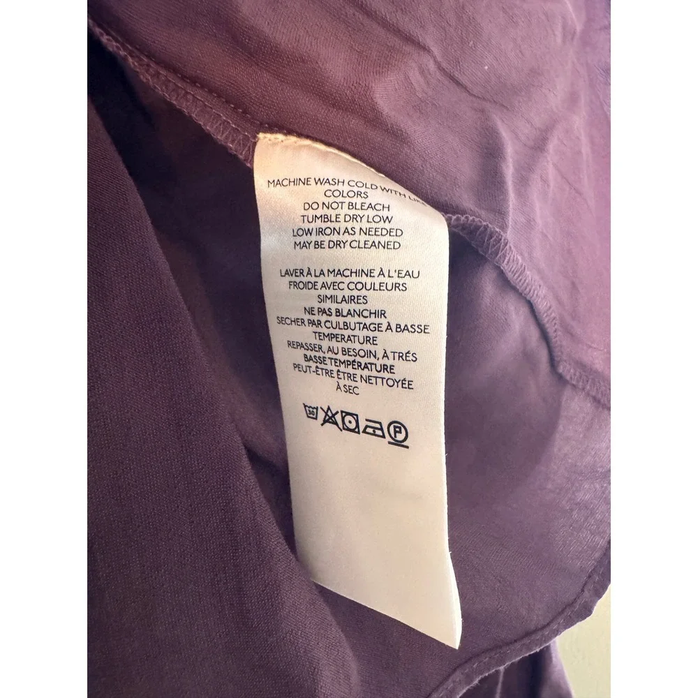 Free People Smocked Long Sleeve Blouse Purple Ruffle Neck OB1826832 Womens Small